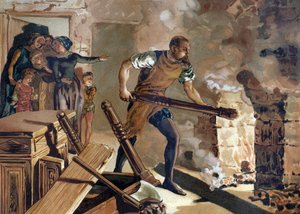 Bernard Palissy (1510-1589), ceramista francés trabajando en la fusión de sus esmaltes de Unknown artist