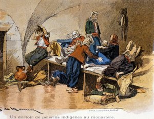 Belén. Un dormitorio de peregrinos en el monasterio. Siglo XIX de Unknown artist