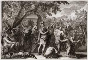 Biblia de Royaumont, Antiguo Testamento: Hermanos de José. José hace encarcelar a sus hermanos. Ilustración de 1811. de Unknown artist