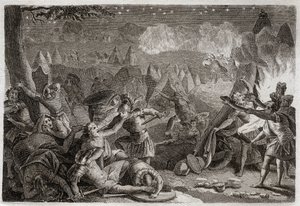 Biblia de Royaumont, Antiguo Testamento: Derrota de los madianitas por el sonido de las trompetas y las luces de las lámparas. Ilustración de 1811 de Unknown artist
