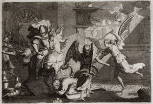 Biblia de Royaumont, Antiguo Testamento: Heliodoro saqueando el templo. Ilustración de 1811. de Unknown artist