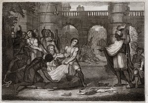 Biblia de Royaumont, Antiguo Testamento: Jeremías profeta. El santo profeta y el pozo. Ilustración de 1811. de Unknown artist