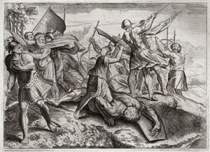 Biblia de Royaumont, Antiguo Testamento: Jonatán Pontífice. Jonatán sucede a su hermano Judas Macabeo al frente de la revuelta contra los Seléucidas. Ganó varias victorias. Diodoto Trifón finalmente lo sorprende por traición de Unknown artist