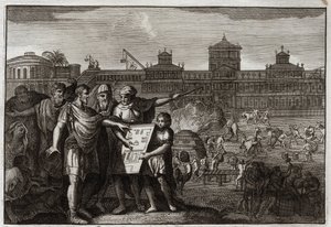 Biblia de Royaumont, Antiguo Testamento: Rey Ciro. Ciro II el Grande, rey de Persia, y desde Babilonia, habiendo sabido que se había predicho por los profetas que sería él quien reconstruiría el Templo de Jerusalén, da poder a todos los judíos. Ilustración de Unknown artist