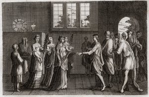 Biblia de Royaumont, Antiguo Testamento: Matrimonio de Isaac. Isaac, hijo de Abraham, se casa con Rebeca. Ilustración de 1811