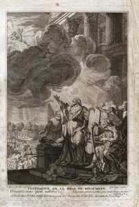 Biblia de Royaumont, Antiguo Testamento: Moisés dirigiéndose a Dios (“Señor, envía a quien debes enviar”). Frontispicio. Ilustración de 1811.