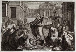 Biblia de Royaumont, Antiguo Testamento: Penitencia de los ninivitas. Los habitantes de Nínive hacen penitencia ante la predicación del profeta Jonás. Ilustración de 1811. de Unknown artist