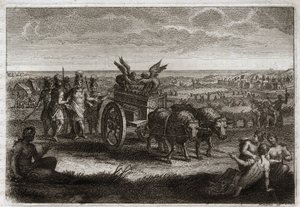 Biblia de Royaumont, Antiguo Testamento: El Arca devuelta. Los filisteos envían el Arca de la Alianza de vuelta a Judea para evitar los males que les causaba cada día. Ilustración de 1811. de Unknown artist
