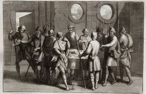 Biblia de Royaumont, Antiguo Testamento: El Cordero de Pascua. Dios ordenó a los judíos comer el cordero de Pascua, y por la décima plaga mató a todos los primogénitos. Ilustración de 1811. de Unknown artist