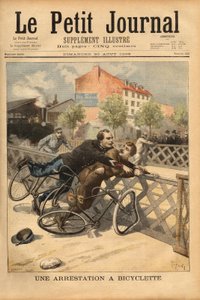 Arresto en bicicleta cerca de Champigny. Grabado en “Le petit journal” 30/08/1896. Colección Selva. de Unknown artist