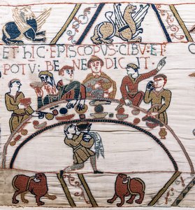El obispo Odo bendice la comida y el vino, Tapiz de Bayeux de Unknown artist