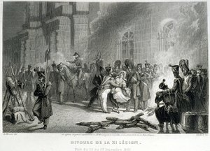 Bivouac de la XI Legión - noche del 22 al 23 de diciembre de 1830 - en “Fasttes de Gardes nationales de France” de Unknown artist
