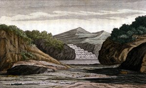 Brasil, río y tierra rica en pepitas de oro. Grabado del siglo XIX de Unknown artist