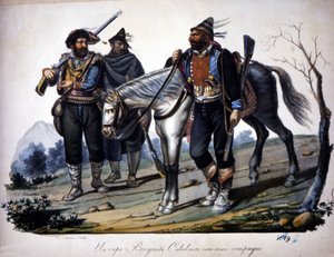 Bandidaje en Calabria, Italia, grabado del siglo XIX. de Unknown artist
