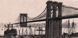 Puente de Brooklyn en Nueva York, EE.UU. en "El mundo ilustra 168 vistas" Sin fecha (finales del siglo XIX)