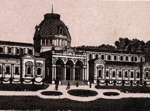 Budapest, Hungría: vista de los baños termales en la Isla Margarita. en "El mundo ilustrado 168 vistas" Sin fecha (finales del siglo XIX)
