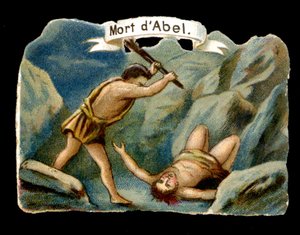 Caín matando a su hermano menor Abel por celos (Hijos de Adán y Eva) de Unknown artist