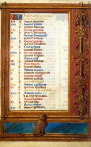 Calendario del mes de julio con el signo de Leo - Miniatura de la Edad Media: Solicitar permiso a la Biblioteca Municipal de Toulouse de Unknown artist