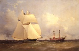 Cambria pasando Sandy Hook después de la carrera transatlántica, 1870 de Unknown