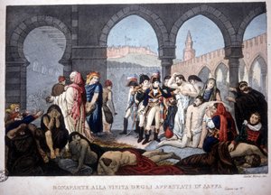 Campaña de Egipto (1798-1801): Napoleón visitando a los apestados de Jaffa en Egipto, circa 1800