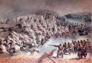 Campaña de Argelia, conquista de Constantina: la retirada del ejército francés en Sidi-Tamtam, 27 de noviembre de 1836 (litografía) de Unknown artist