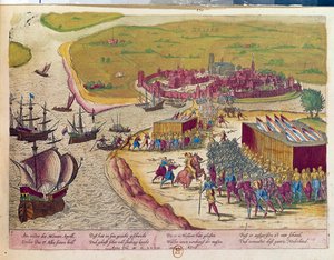Captura del fuerte de Brielle en 1572 Holanda. Grabado del siglo XVII B.N. París