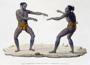 Hombres carolinos bailando (Islas Carolinas, Oceanía) de Unknown artist