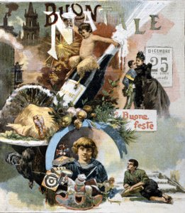 Tarjeta de felicitación italiana para Navidad. 1893. de Unknown artist
