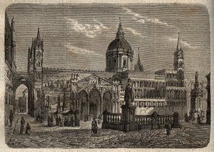 Catedral de Palermo - Duomo di Palermo - grabado en “Dictionnaire populaire illustrious” - 1864 - por Joseph Decembre y Edmond Allonier de Unknown artist