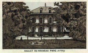 Chalet del nuevo parque de Vichy (Allier y la región de Auvernia). Cromolitografía de finales del siglo XIX de Unknown artist