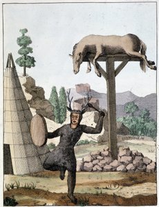 Chamán tonguse bailando frente a un entierro (Siberia) - grabado, principios del siglo XIX de Unknown artist