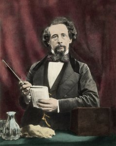 Charles Dickens (1812-1870) durante una lectura alrededor de 1860