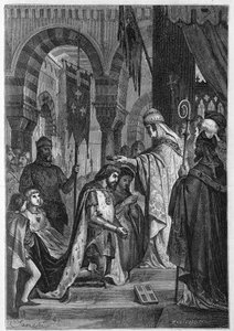 Carlos I de Anjou (Carlos I de Sicilia) (1226-1285) fue investido en el Reino de Sicilia el 28/06/1265 por el Papa Clemente IV (v. 1195-1268)