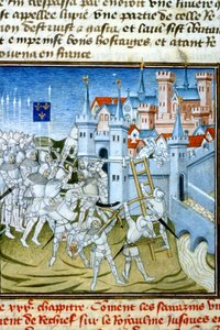 Carlos Martel en Poitiers, 732 - Miniatura del siglo XIV (ref. 512, 074r) Solicitar permiso a la Biblioteca Municipal de Toulouse