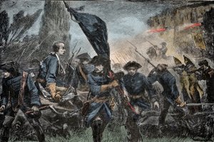 Carlos XII de Suecia en batalla - Gran Guerra del Norte (1700-1721): el rey Carlos XII (Carl) de Suecia (1682-1728) en la batalla de Poltava (Pultawa, Ucrania), en 1709 contra las armas de Pedro I de Rusia, llamado el Grande (1672-1725) de Unknown artist