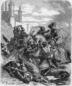 Carlos el Temerario, duque de Borgoña (1433-1477) en la batalla de Montlhéry en 1465. Grabado del siglo XIX de Unknown artist