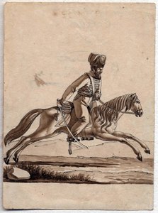 "Jefe (atamán) cosaco" Dibujo anónimo 1818 Dim 11,4x8,2 cm Colección privada