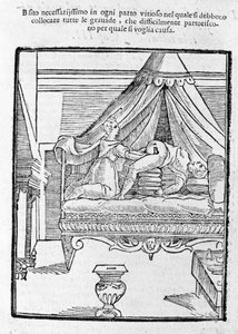 Escena de parto según "Della Commare" de Scipione Mercuri de Unknown artist