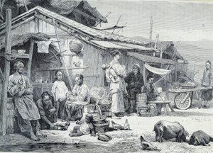 Aldea pesquera china en California de Unknown artist