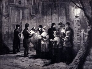 Noche de Navidad en Canadá: lecturas y oraciones. Grabado del siglo XIX de Unknown artist