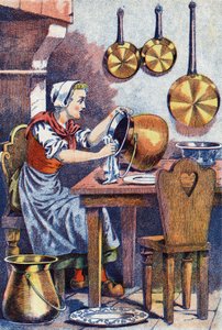 Cenicienta en su cocina, Ilustración para “Cenicienta”, cuento de Charles Perrault (1628-1703), escritor francés. Ilustración anónima. de Unknown artist