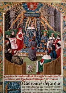 Claude de Seyssel (fallecido en 1520) ofrece su libro al rey Luis XII (1462-1515) Miniatura de 