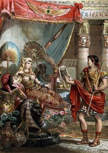 Cleopatra (69-30 a.C.) Reina de Egipto. con Marco Antonio (83-30 a.C.) Grabado de 1881 de Unknown artist