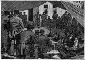 Pelea de gallos en Bélgica en 1888 en "El diario de la Juventud" de 1888 de Unknown artist