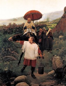 "Combregar a Muntanya" Cortejo religioso en una montaña de Unknown artist