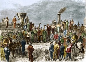 Finalización del Primer Ferrocarril Transcontinental el 10 de mayo