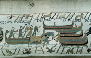 Conquista de Inglaterra por el Duque de Normandía Guillermo el Conquistador (1027-1087) en 1066 (detalle) de Unknown artist