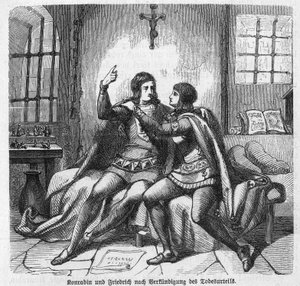 Conradino de Suabia y Federico de Baden siendo informados de su ejecución en prisión en Nápoles de Unknown artist