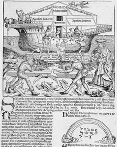 Construcción del Arca de Noé - en Crónica de Núremberg de Unknown artist