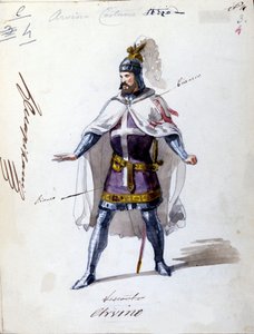 Vestuario para la ópera “I Lombardi” o “Los Lombardos en la Primera Cruzada” compuesta por Giuseppe Verdi (1813 - 1901) en 1843. Dibujo anónimo en acuarela. Personaje de Alvino para la representación en la Scala de Milán. de Unknown artist